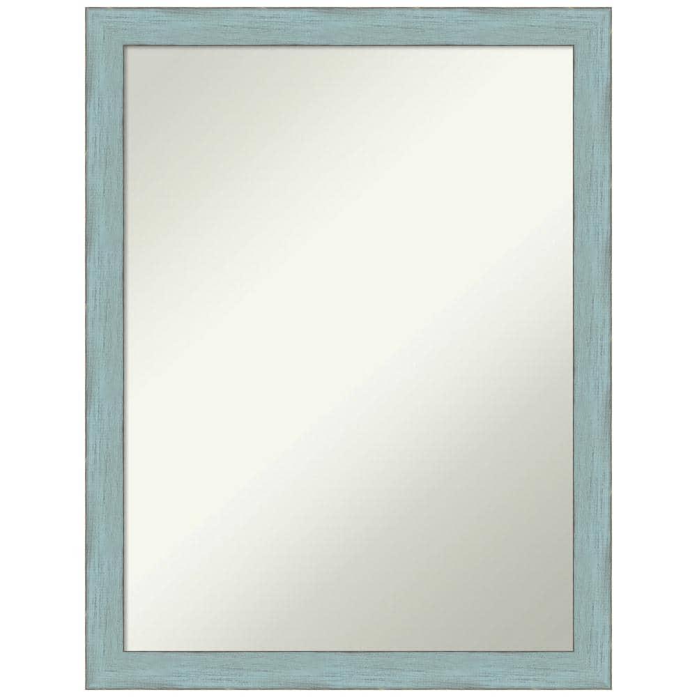 20" x 26" Non-Beveled Sky Blue Rustic Wood Bathroom Wall Mirror - Amanti Art: Rectangle Vanity Decor with Mounting Hardware