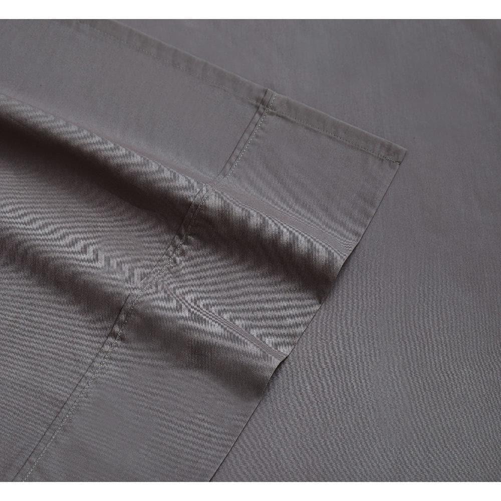Brooklyn Loom Classic Cotton Sheet Sets Grey Cotton 4-Piece Full Sheet Set, Solid Color Themed, for Men and Women, Oeko-TEX Certified Confidence