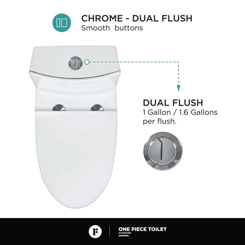 Dual-Flush Elongated One-Piece Toilet with High Efficiency Flush
