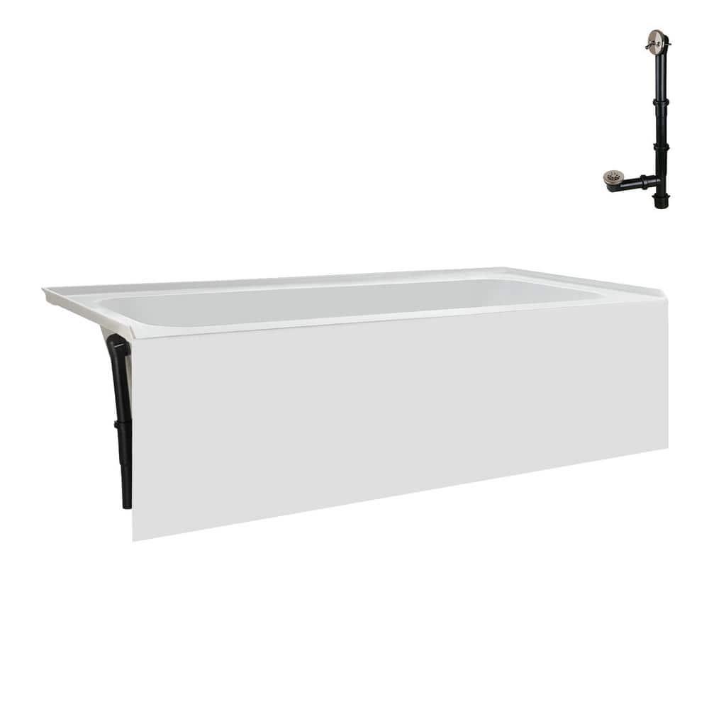 Streamline 60 in. x 30 in. Acrylic Left-Hand Drain Alcove Bathtub in Glossy White With External Drain