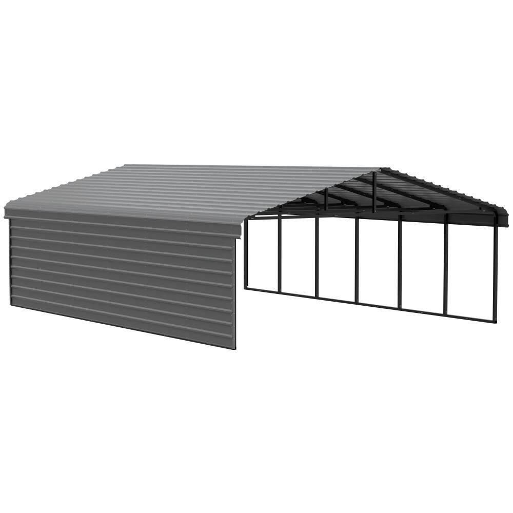 Arrow 29 x 20 ft Eggshell Carport with 1-sided Enclosure