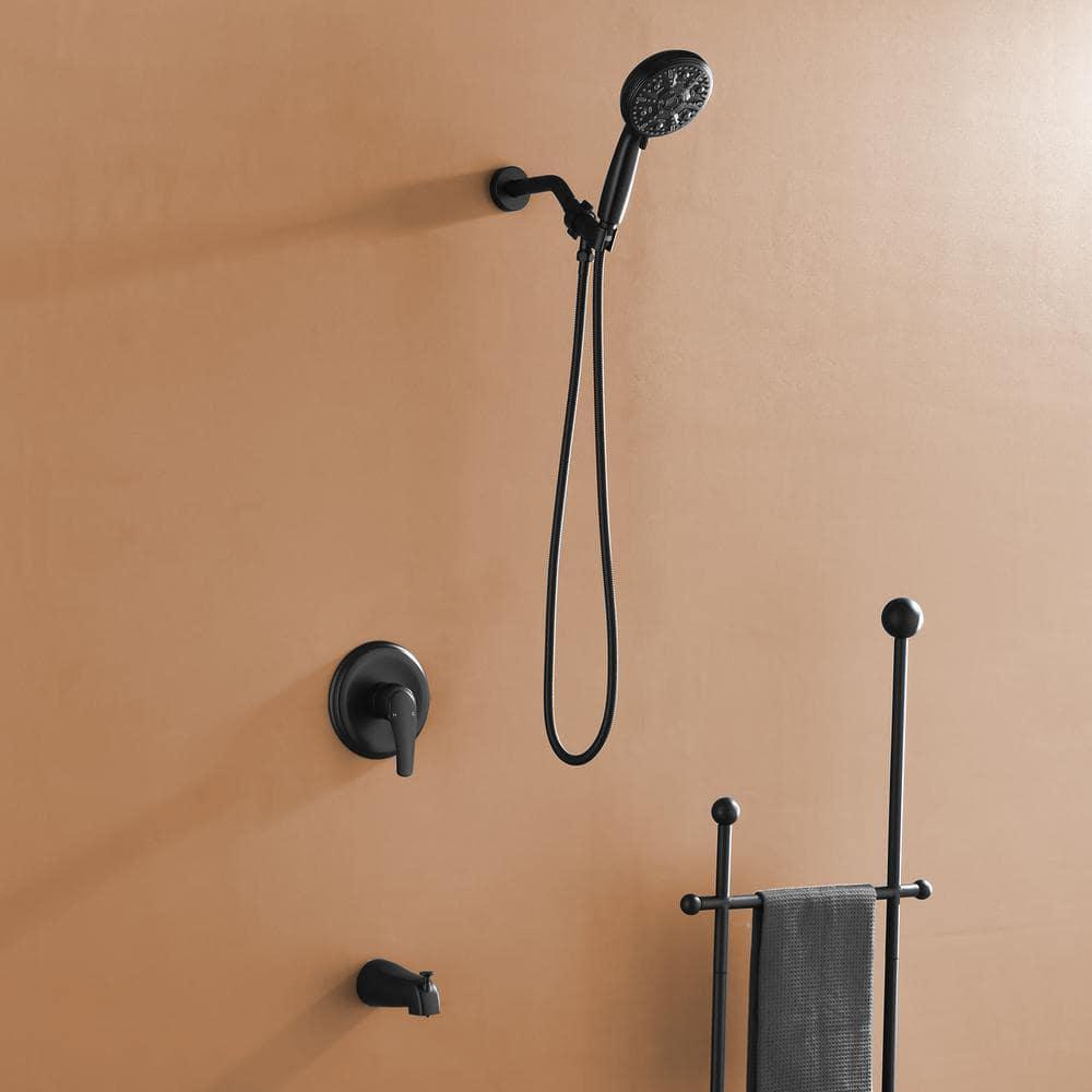 Tub Shower Faucet Set with 10 Spray Handheld Shower Matte Black Shower Head and Handle Set Shower System with Tub Spout 4.7 Inch Shower Handheld Shower Fixtures Tub and Shower Trim Kit