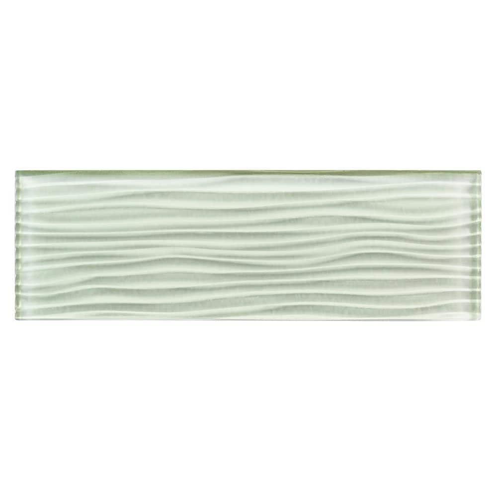 Enchant-Parade Florette Green 4-in. x 12-in. Subway Textured Polished Glass Wall & Floor Tile