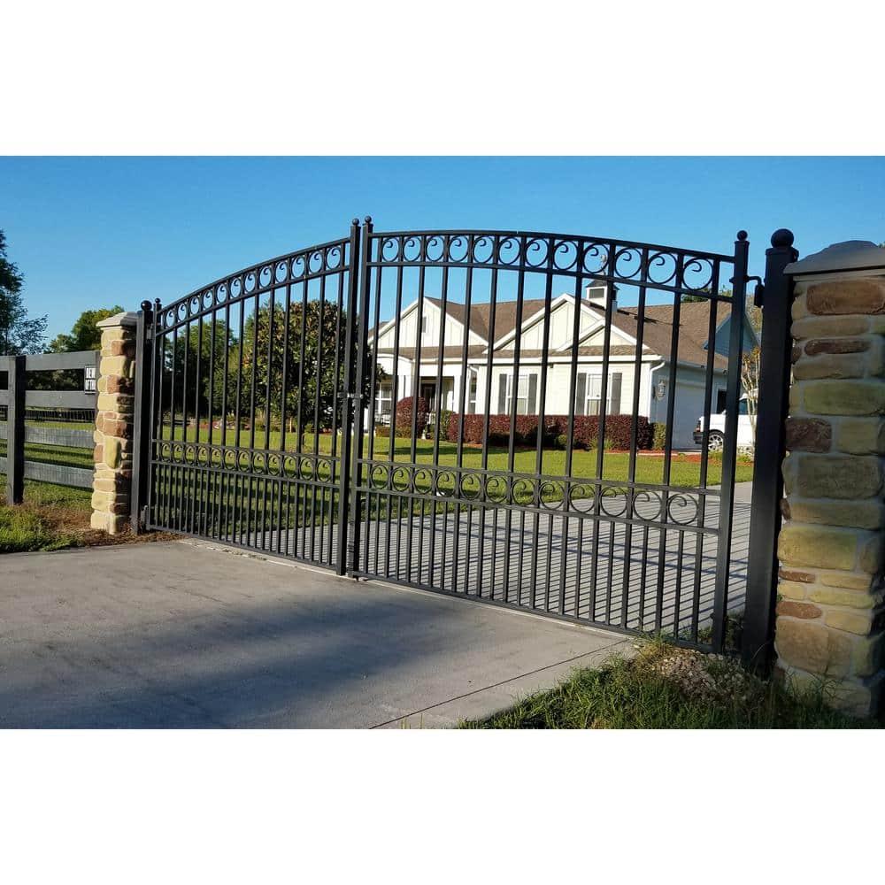 ALEKO 6 ft. H Paris Metal Driveway Dual Swing Gate with Pedestrian Gate