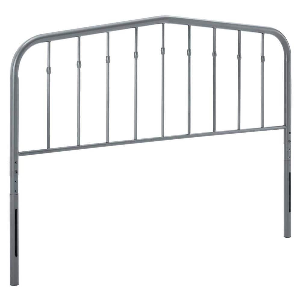 Modway Lennon Modern Farmhouse Metal Adjustable Headboard, Queen, Gray