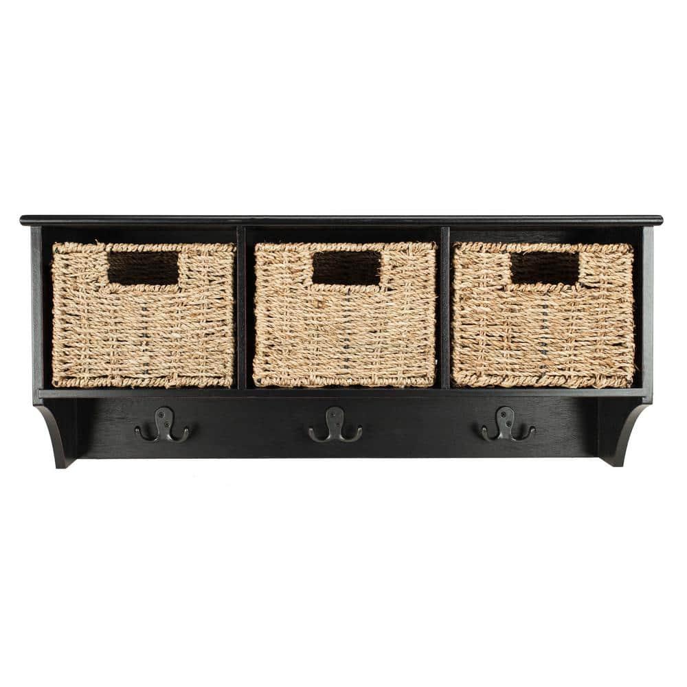 Finley Hanging 3 Basket Wall Rack - Black - Safavieh