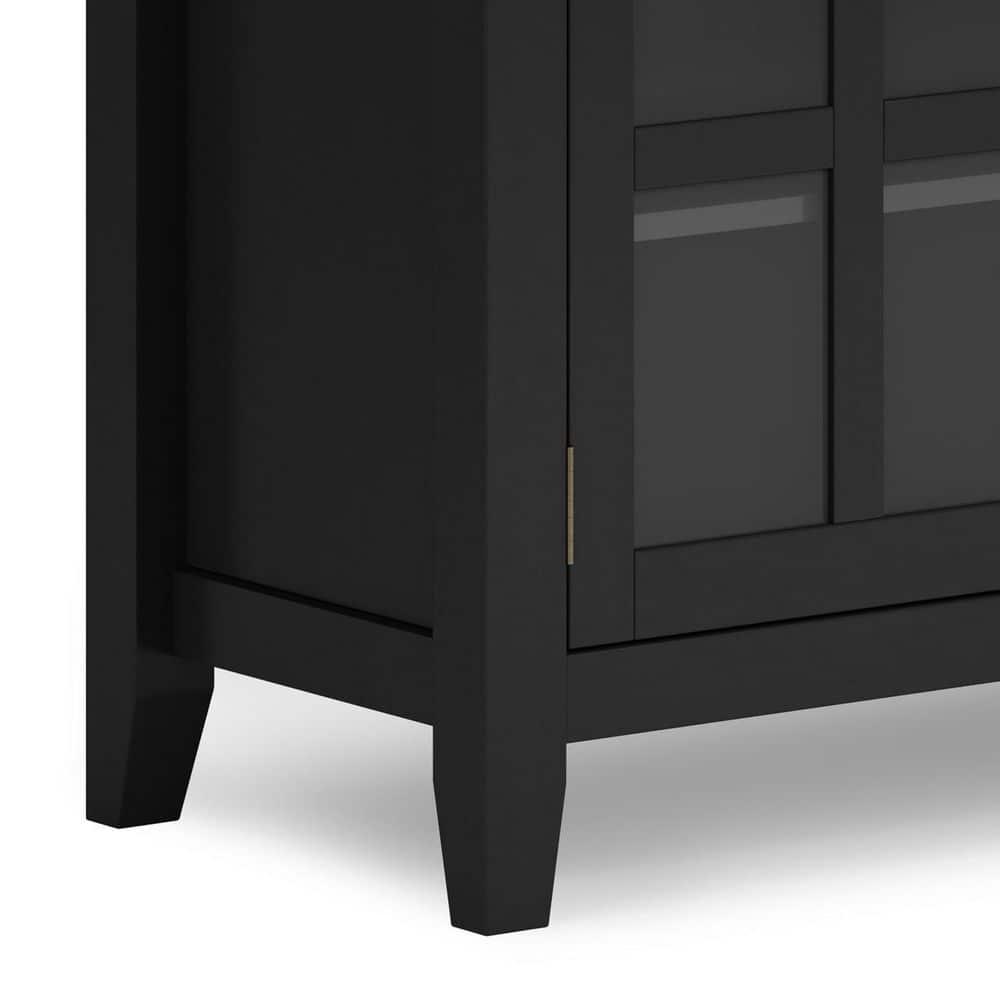 Simpli Home Artisan 54"W Solid Wood Sideboard Buffet with Tempered Glass Doors and 6 Drawers