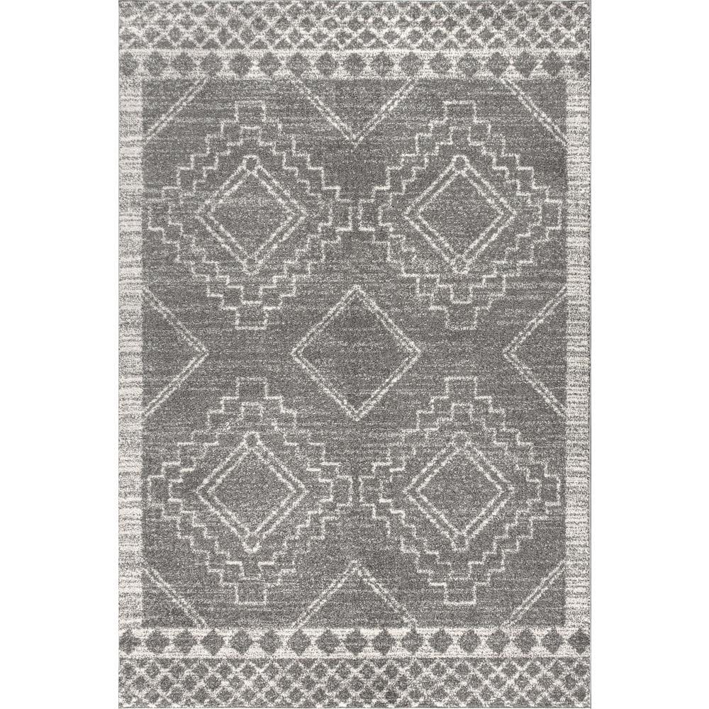 JONATHAN Y Amir Moroccan Beni Souk Gray/Cream 5 ft. x 8 ft. Area Rug