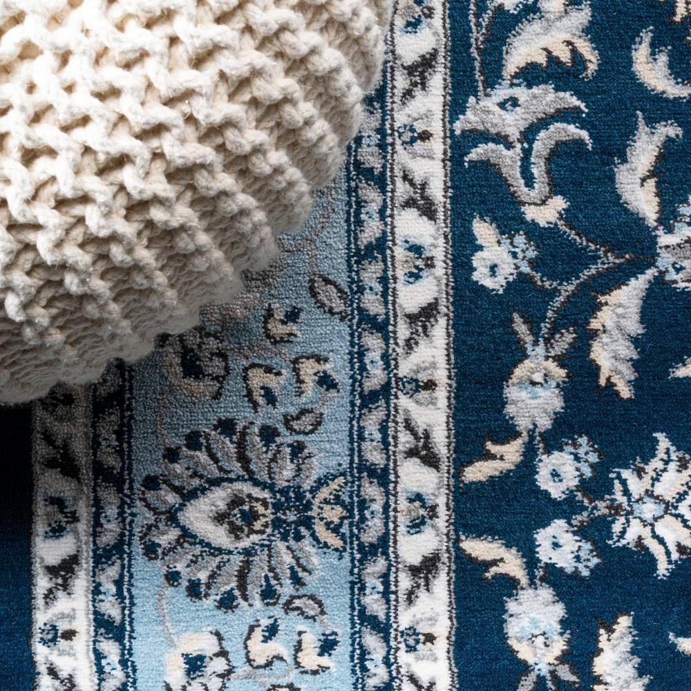 2'x 8' Palmette Modern Persian Floral Runner Rug, Navy/Blue - JONATHAN Y