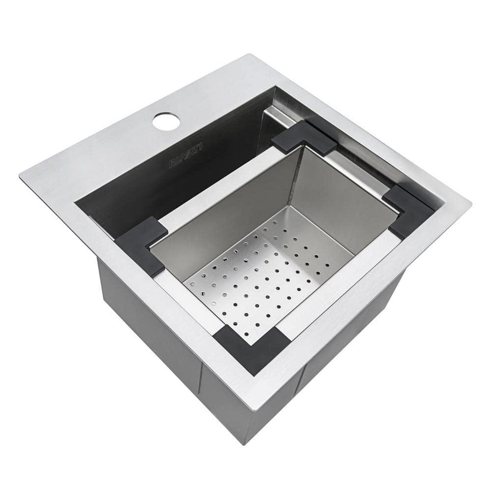Ruvati Workstation Drop-in Topmount Bar Prep RV Sink 16 Gauge Stainless Steel