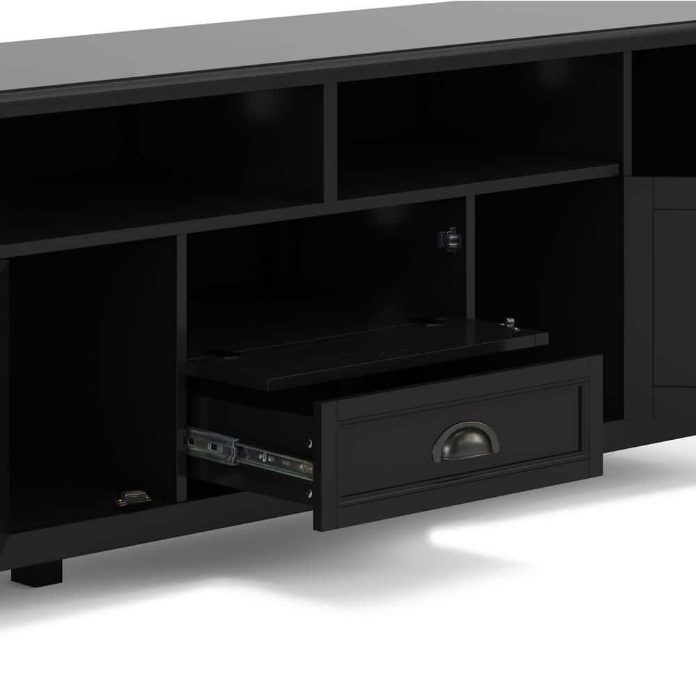 Burlington SOLID WOOD 72"Wide  TV Media Stand in Black  For TVs up to 80 inches