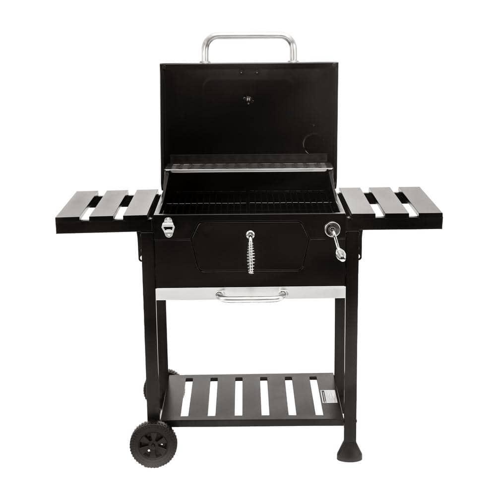 Royal Gourmet 24-Inch Black Stainless Steel Charcoal Grill with Smoker