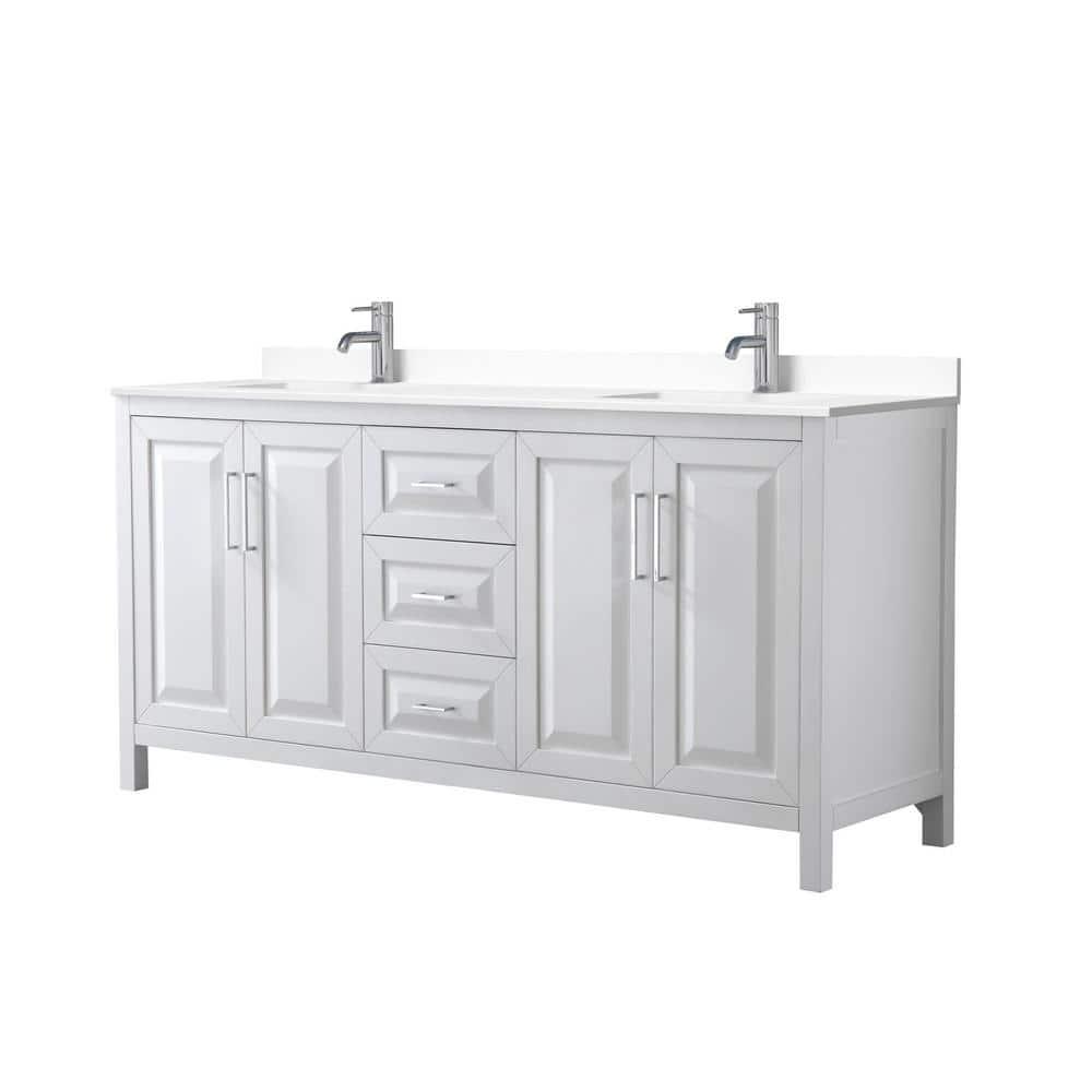 Wyndham Collection Daria 72'' Double Bathroom Vanity with Carrara Marble Top
