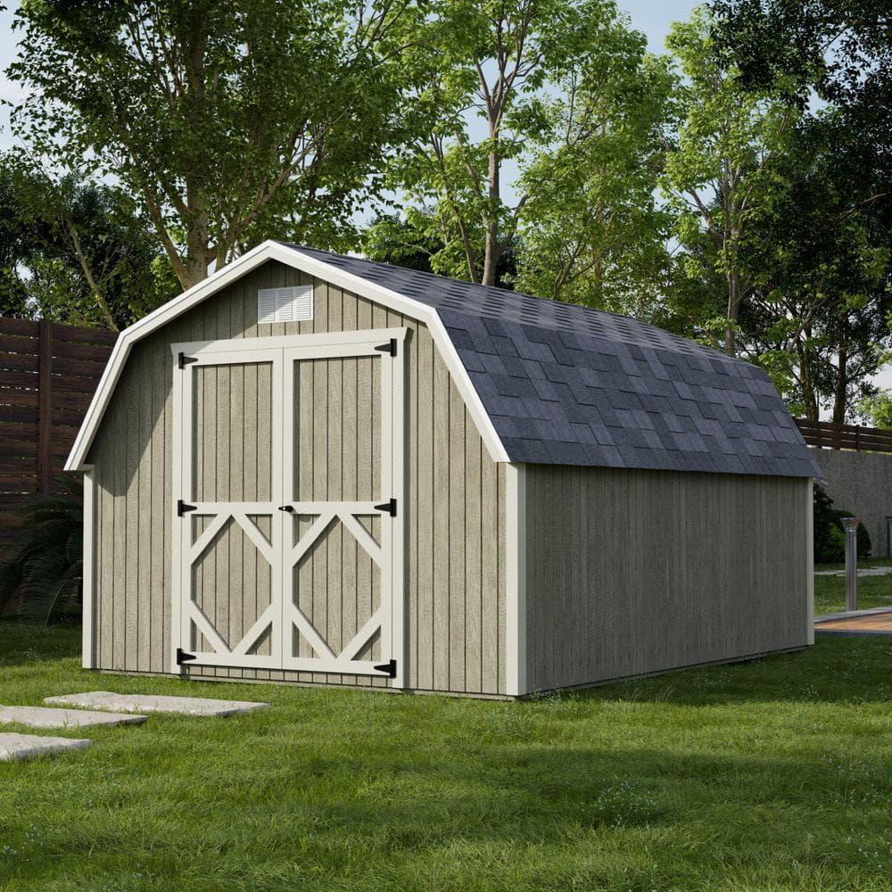 Little Cottage Co. 10x14 Classic Gambrel Barn with 4 ft. Sidewalls and Floor, Outdoor Wood Storage Shed Do-It-Yourself Precut Kit