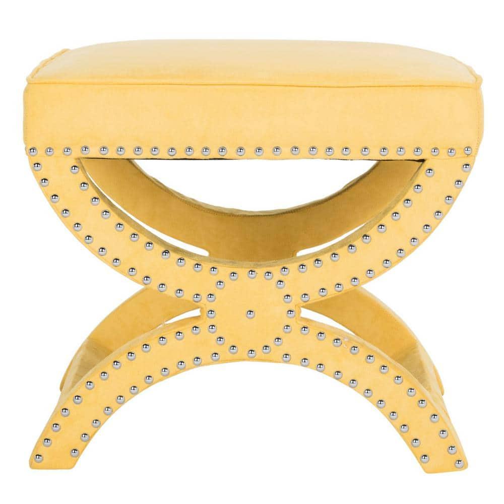 Mystic Ottoman with Silver Nail Heads - Yellow - Safavieh