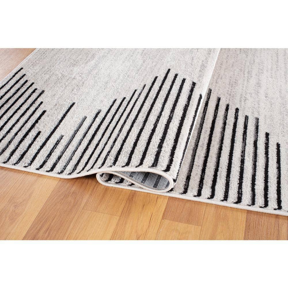 World Rug Gallery Bohemian Stripe Area Rug - Cream 7'10" x 10'