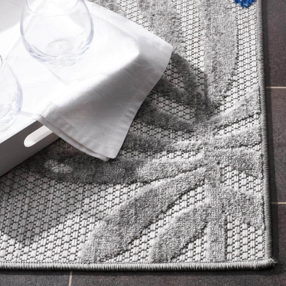 Cabana CBN814 Power Loomed Indoor and Outdoor Area Rug - Grey/Blue - 6'7"x6'7" - Safavieh.