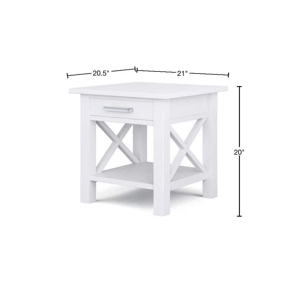 Simpli Home Kitchener 21" Square Contemporary Solid Wood End Table in White