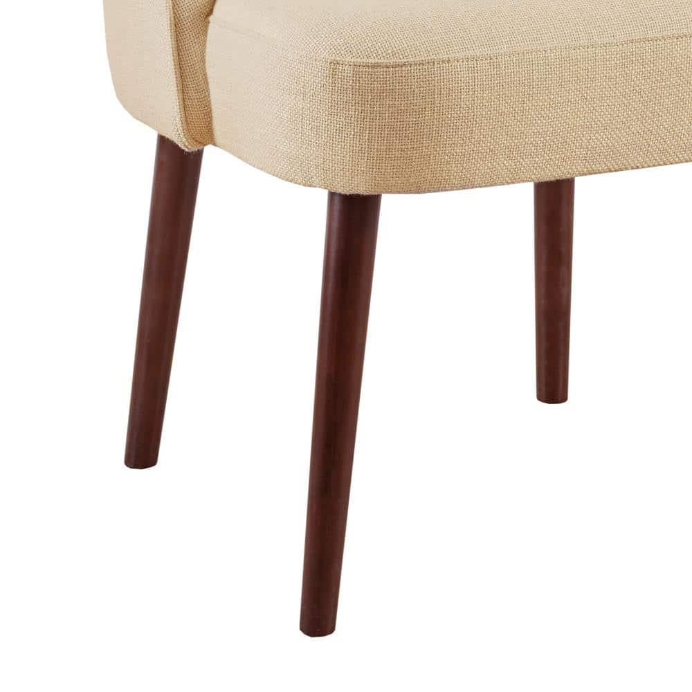 Natural Birch Upholstered Dining Chair with Curved Back