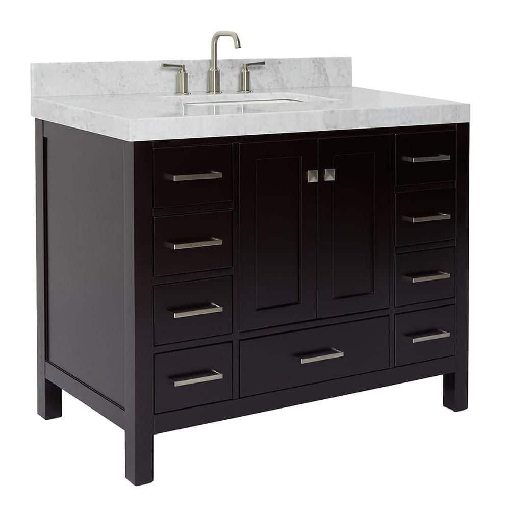 Cambridge 42'' Single Bathroom Vanity with Carrara Marble Top