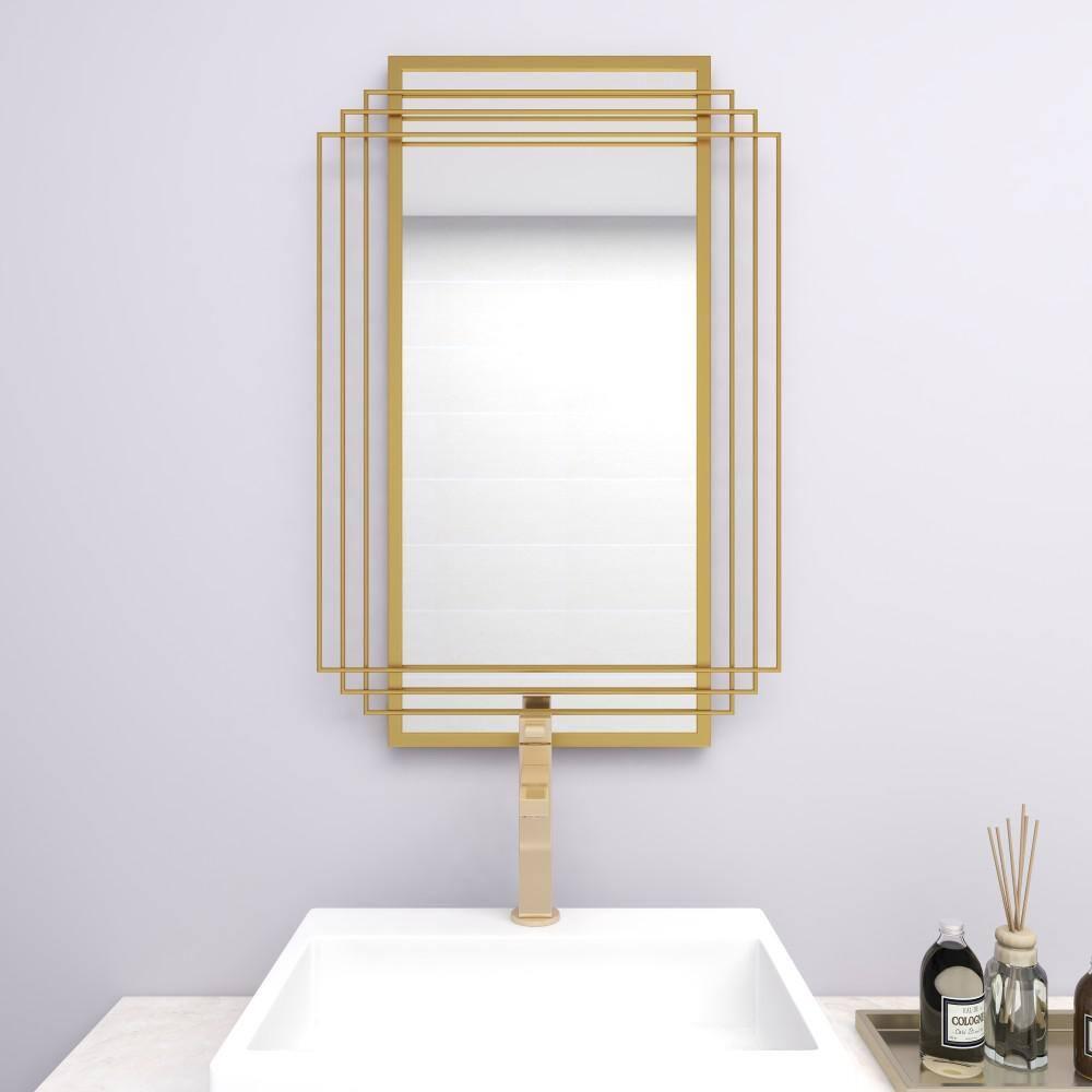 CosmoLiving by Cosmopolitan CosmoLiving by Cosmopolitan Gold Metal Geometric Wall Mirror