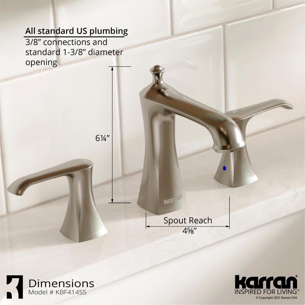 Karran Woodburn 8 In. Widespread 2-Handle Bathroom Faucet With Matching Pop-up Drain