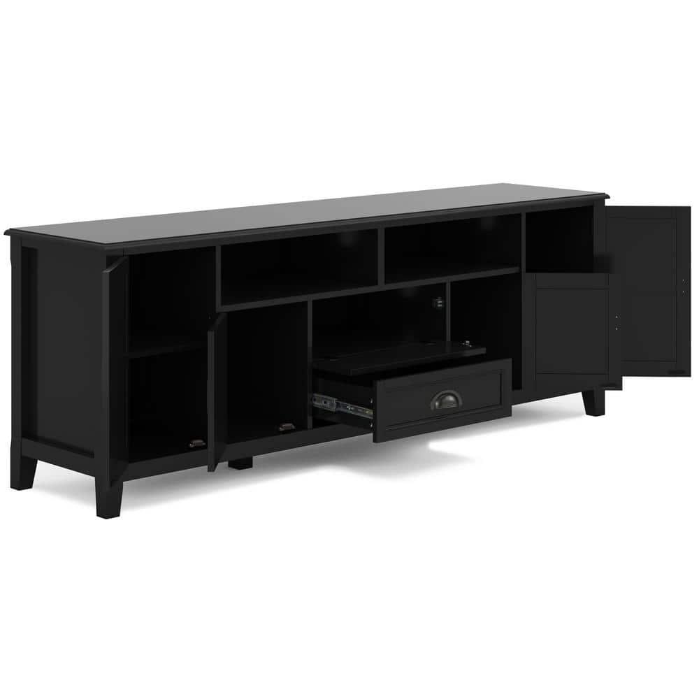 Burlington SOLID WOOD 72"Wide  TV Media Stand in Black  For TVs up to 80 inches