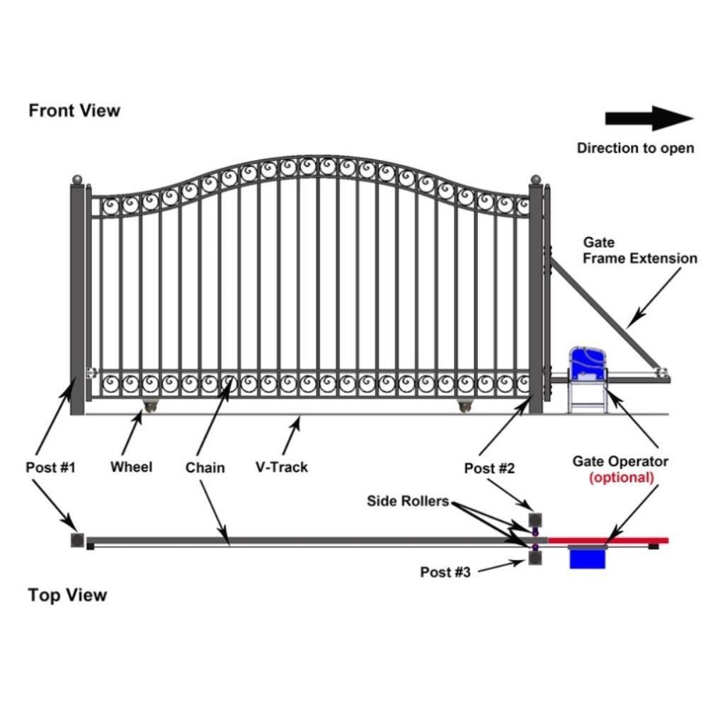 ALEKO ALEKO® Paris Style Single Slide Steel Driveway Gate with AC1400 Gate Opener