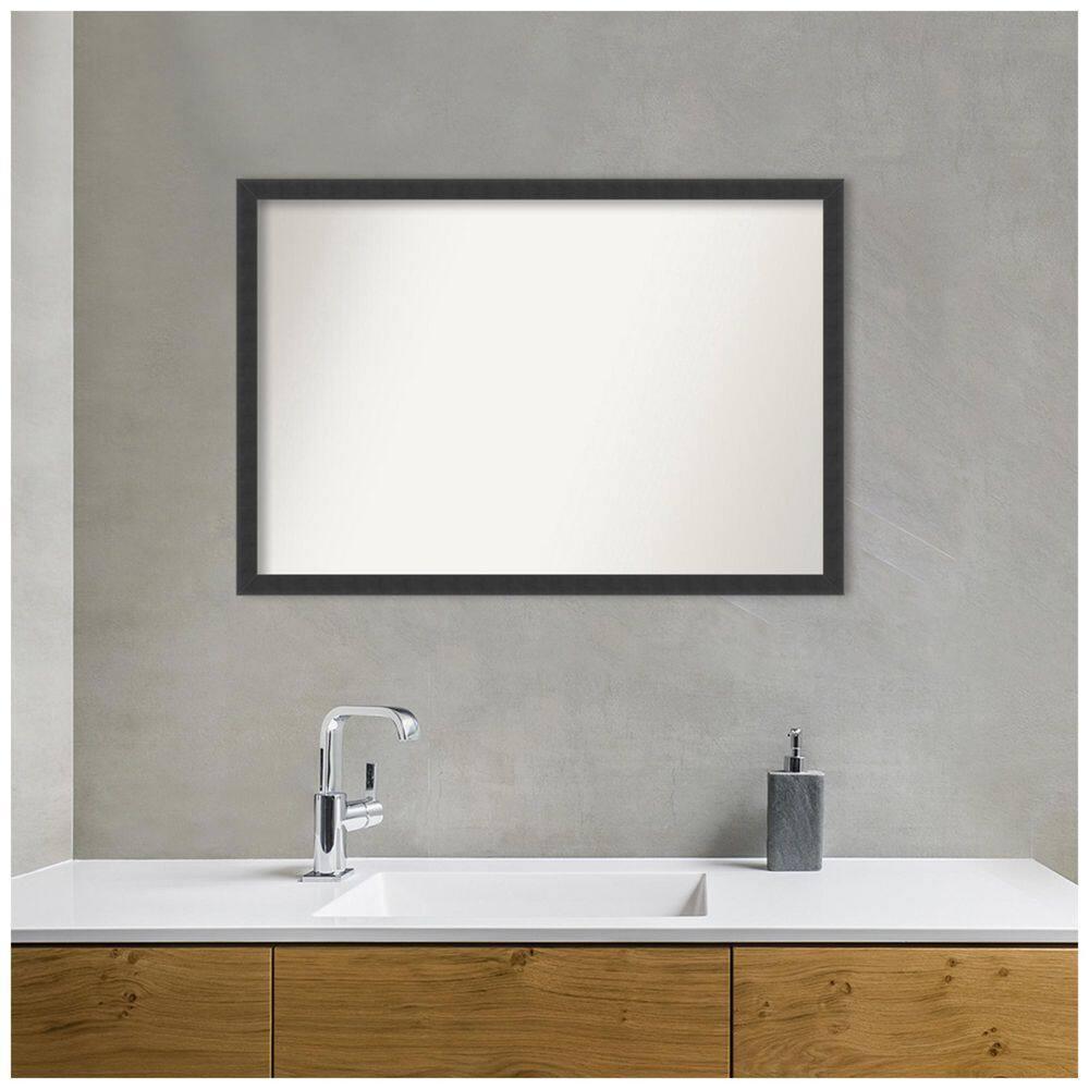 Amanti Art Mezzanotte Black Non-Beveled Wood Bathroom Wall Mirror 26 x 38 in.