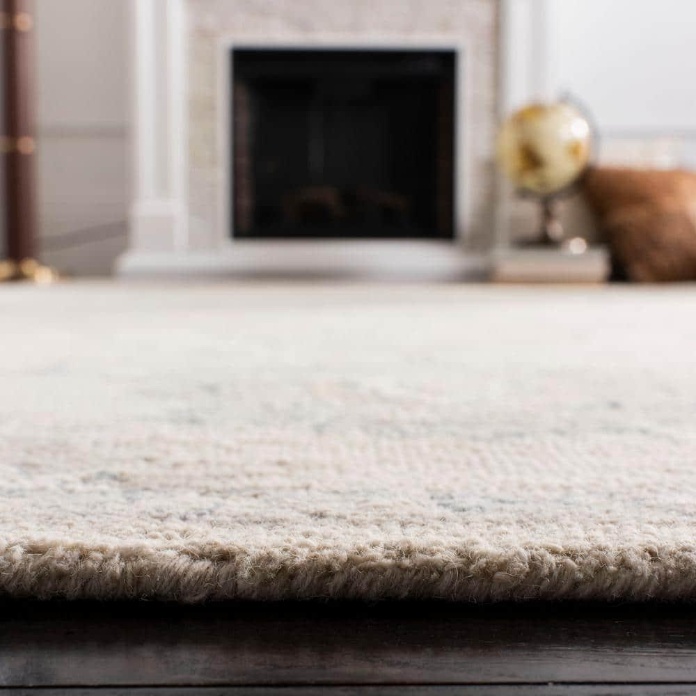 Ivory and Beige Handmade Tufted Wool Runner Rug