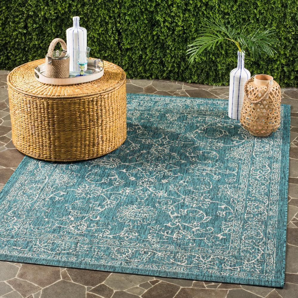 Courtyard CY8680 Power Loomed Indoor and Outdoor Area Rug - Turquoise - 9'x12' - Safavieh