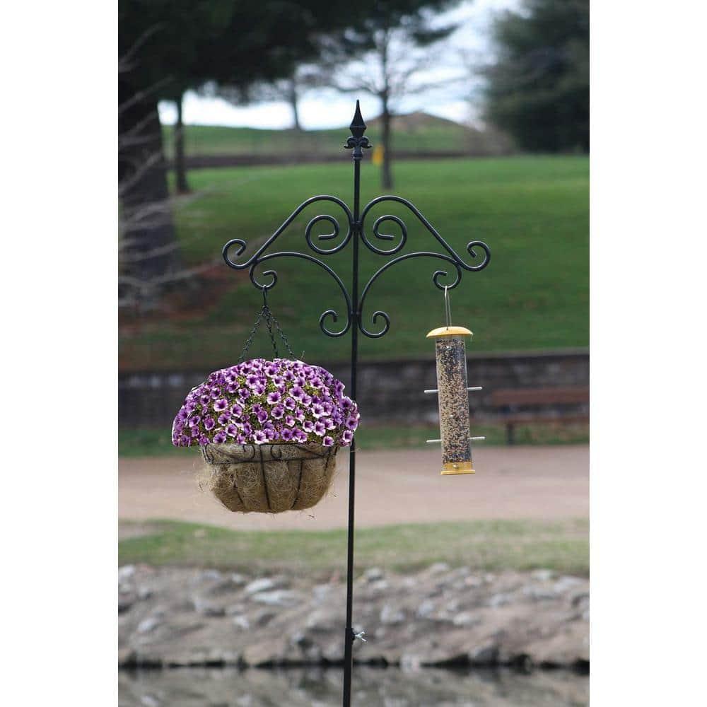 Ashman 91 Inch Shepard's Hook Floral Design Ground Stake Plant Hanger, 2 Pack