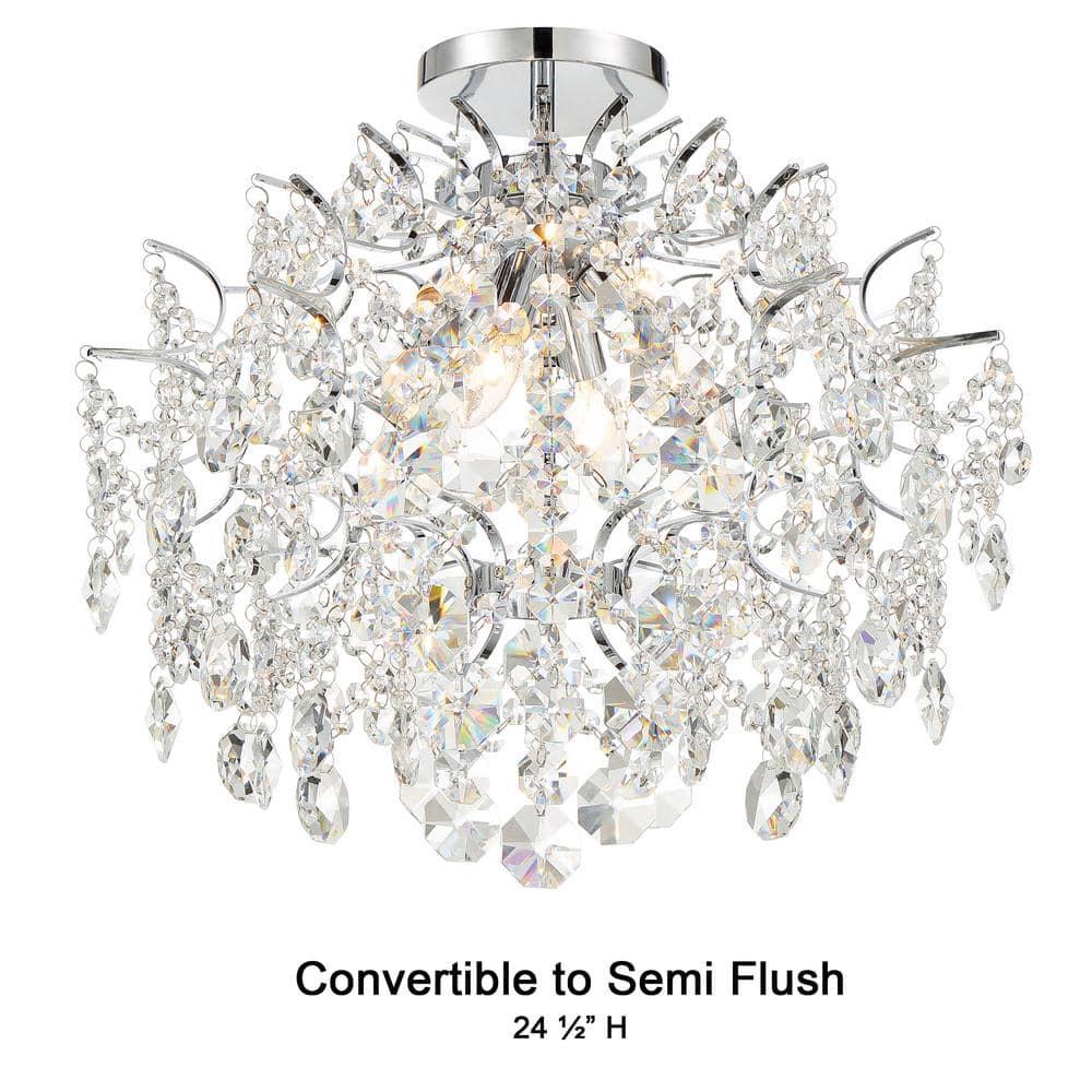 Isabella's Crown Mini Chandelier 4 Light Chrome Crystal In Traditional Style 20.75 Inches Tall By 18 Inches Wide     -Traditional Installation Minka
