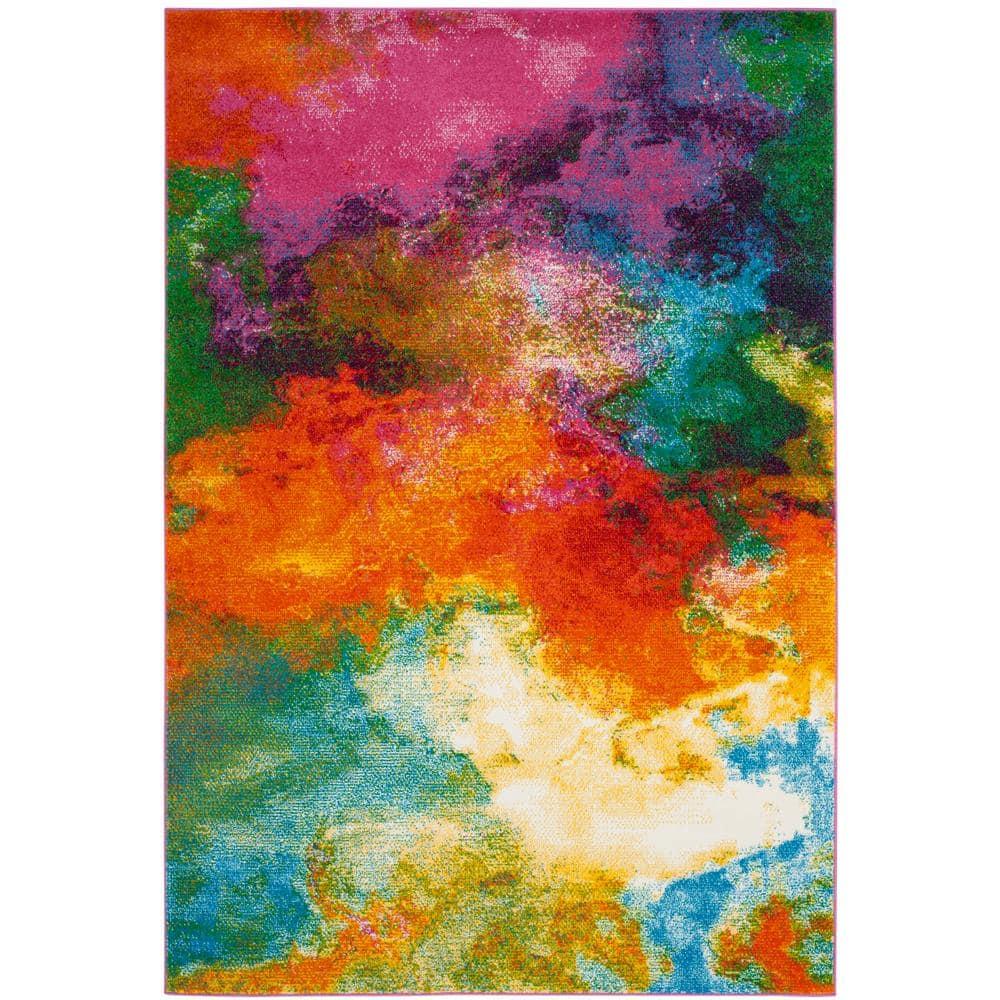 Watercolor WTC619 Power Loomed Area Rug - Orange/Green - 6'7"x9' - Safavieh.