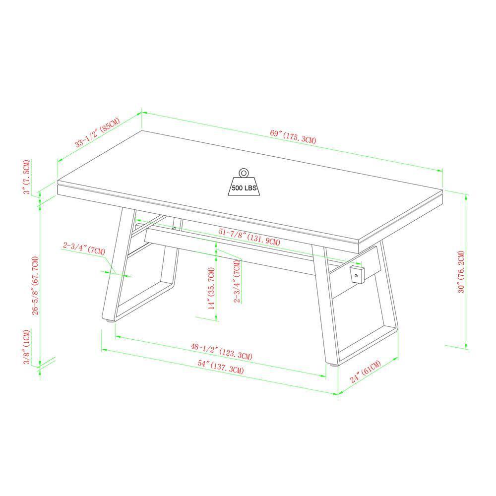 Ash Metal Base Dining Table