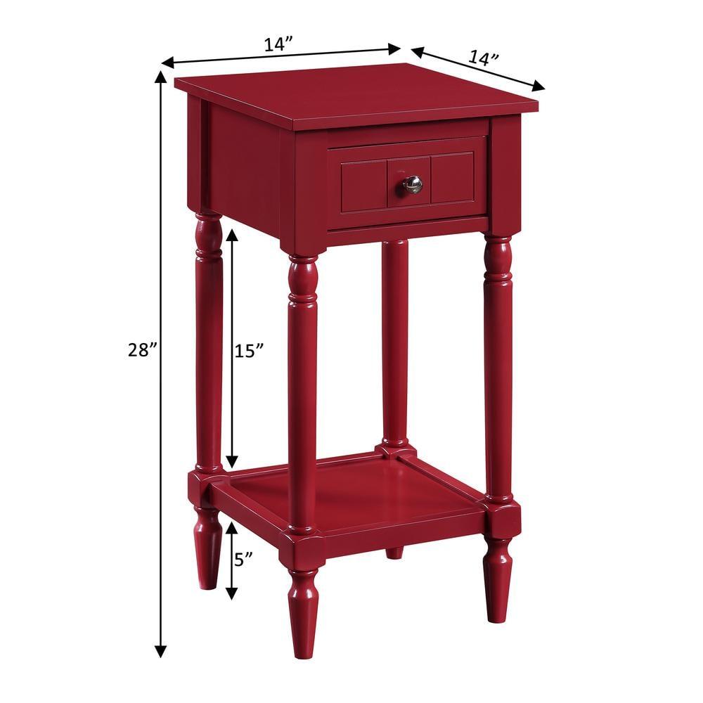 Convenience Concepts French Country Khloe 1 Drawer Accent Table with Shelf, Cranberry Red