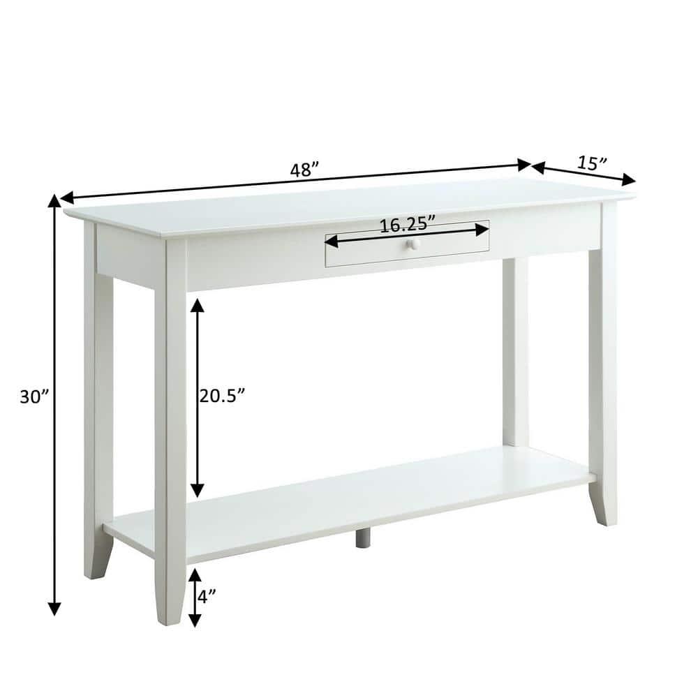 American Heritage Console Table with Drawer, White