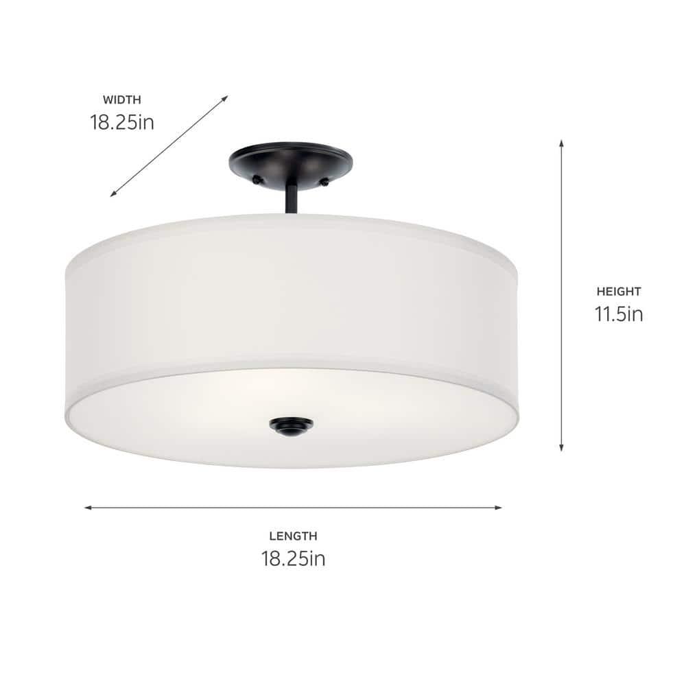 Kichler Lighting Shailene 3 - Light Semi-Flush Mount in  Black