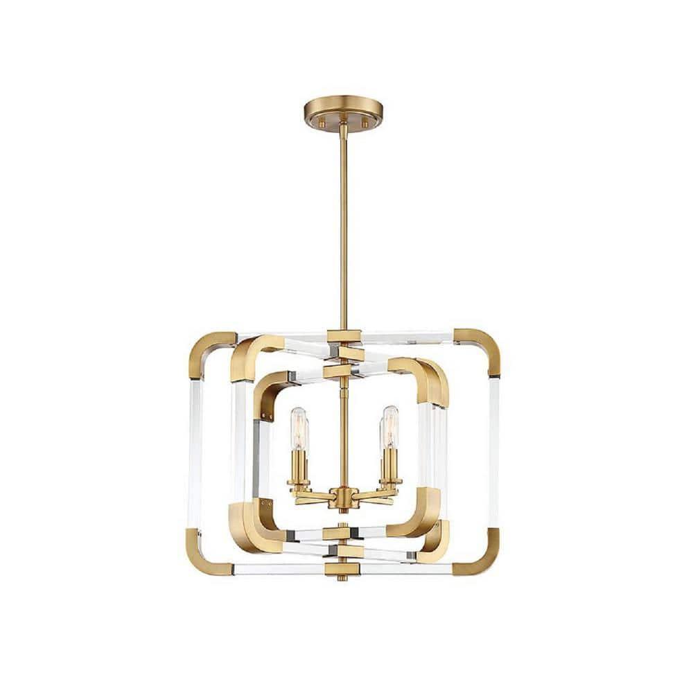 Savoy House Rotterdam 4 - Light Semi-Flush Mount in Warm Brass