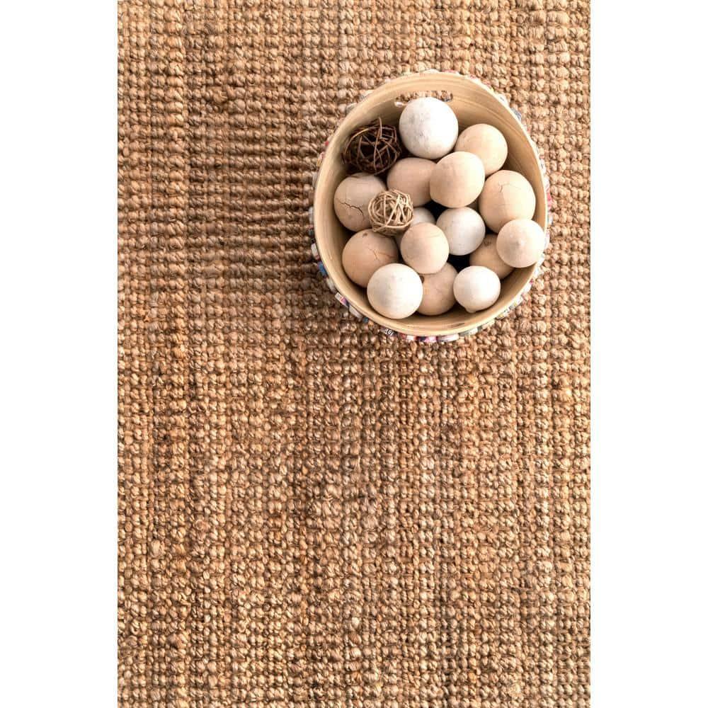 nuLOOM Ashli Solid Farmhouse Jute Area Rug, Runner 2' 6" x 8', Natural