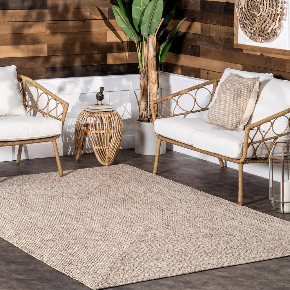 nuLOOM Wynn Braided Indoor/Outdoor Tan 8' x 11' Casual Area Rug
