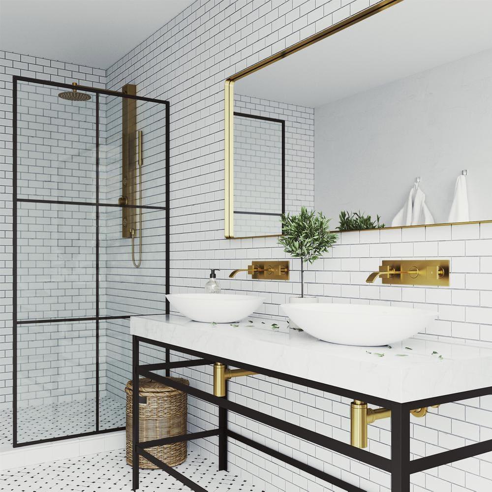 Titus 3" H Two Handle WaterSense Wall Mount Bathroom Faucet