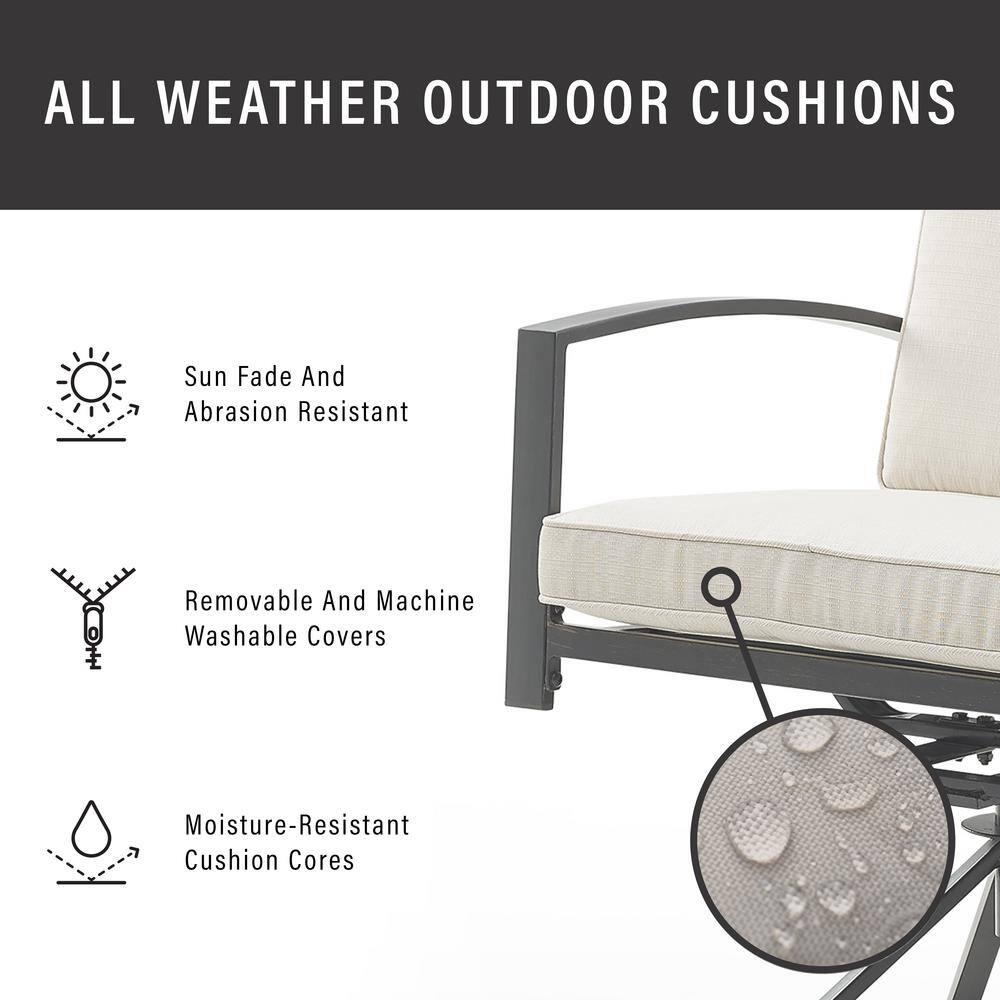 Crosley Furniture Kaplan Fabric Outdoor Swivel Chair Set in Oatmeal (Set of 2)