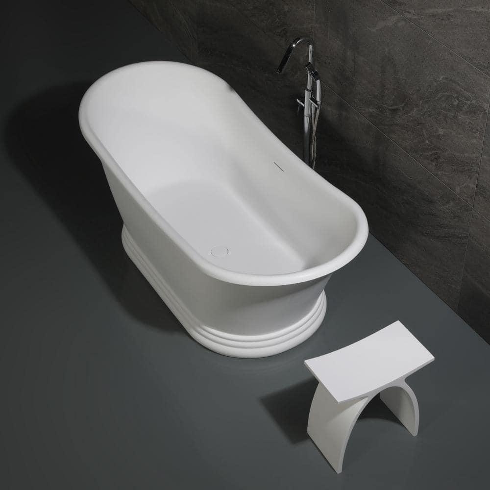 63.4'' x 29.5'' Freestanding Soaking Stone Bathtub