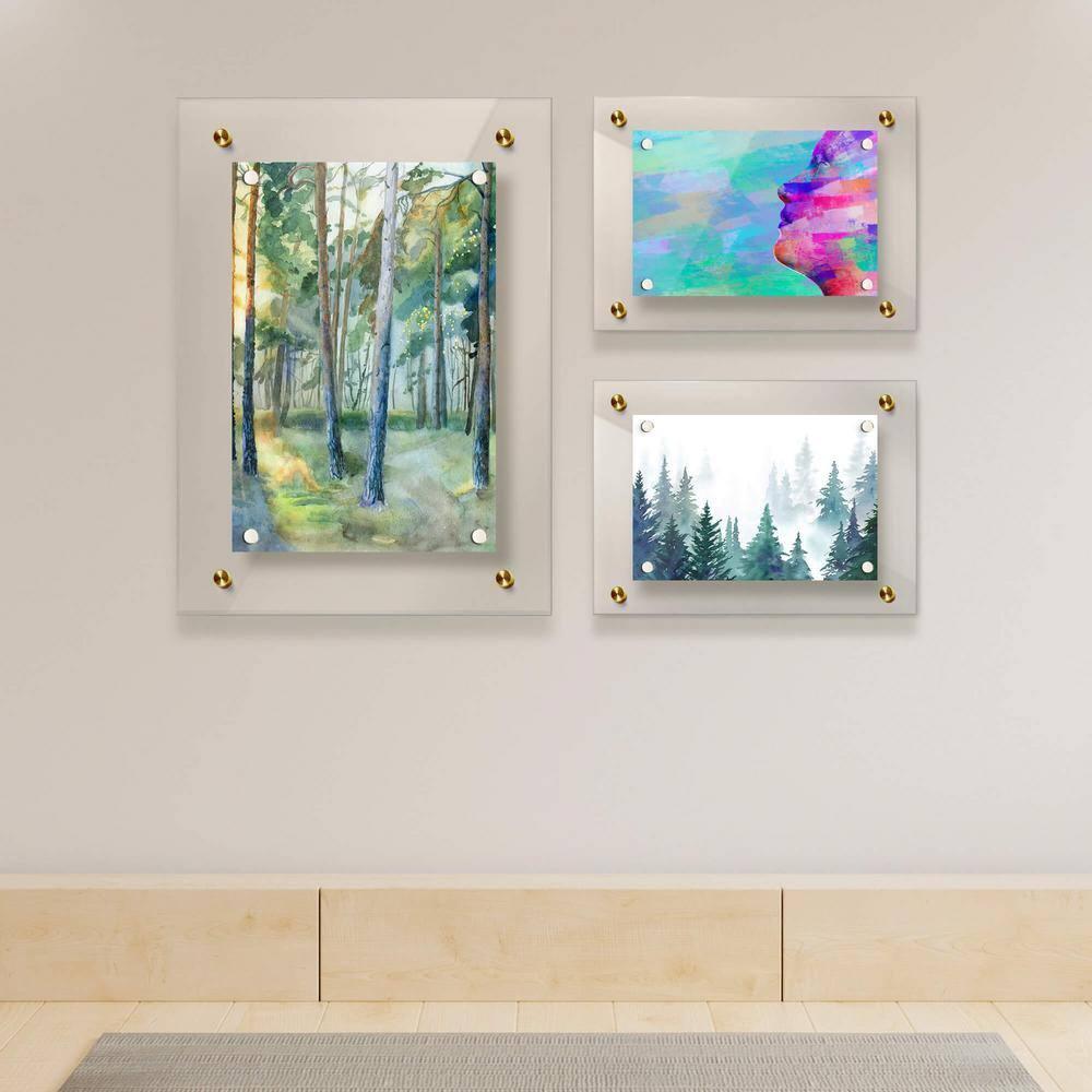 Acrylic Floating Frame 27x39, for Photo up to 24x36 inches - Gold Wall mount standoffs with Magnets