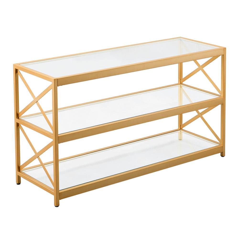 Evelyn&Zoe Hutton Rectangular TV Stand for TV's up to 50", Brass