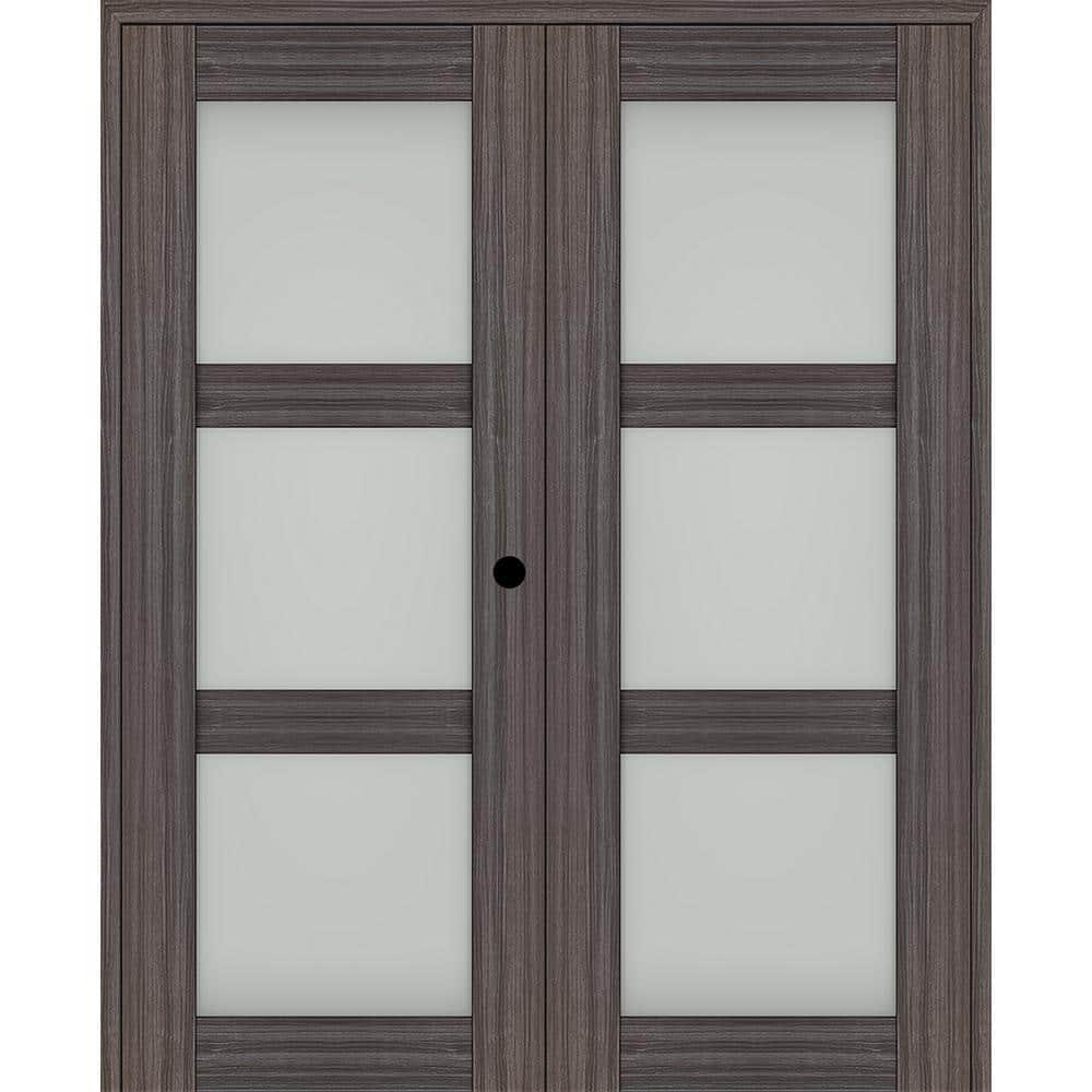 Belldinni Palladio 3 Lite Manufactured Wood and Frosted Glass Interior Double Prehung Door
