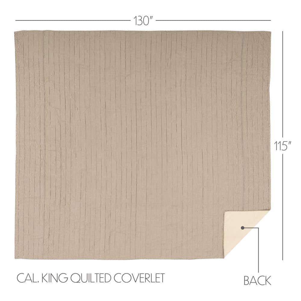 VHC Brands Sawyer Mill Ticking Stripe Quilt, California King 130x115, Charcoal Grey