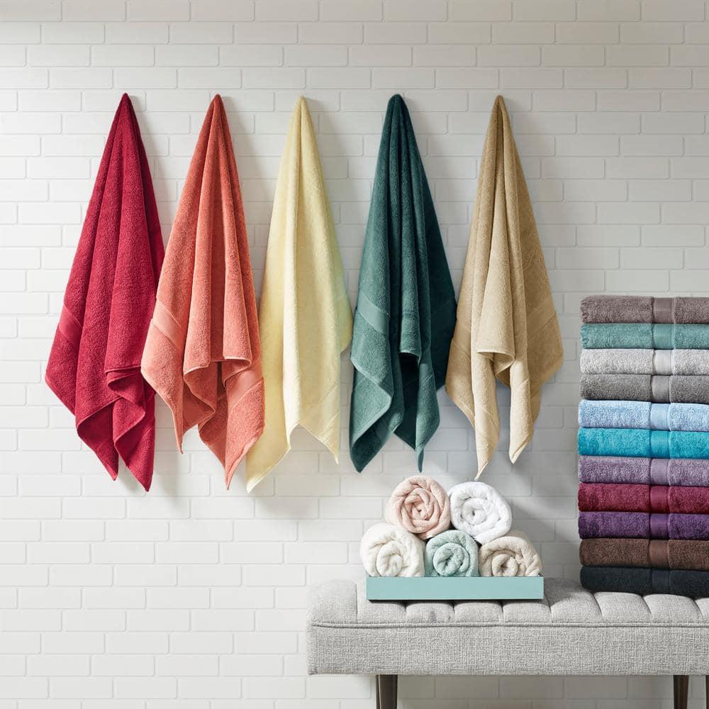 8pc Cotton Bath Towel Set Brown: Madison Park, Heavyweight Terry, OEKO-TEX Certified