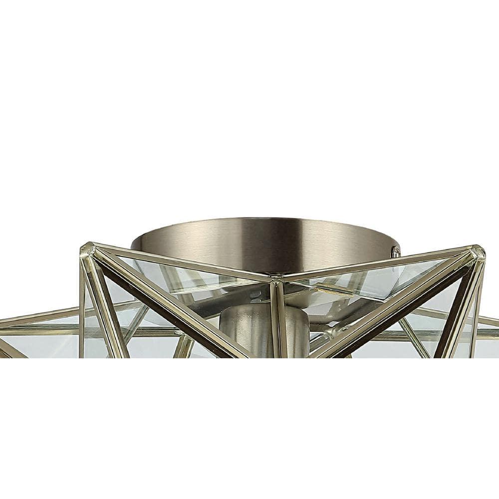 Stella 12" Moravian Star Metal/Glass LED Flush Mount, Nickel